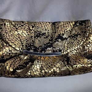 Icing Black & Gold Metallic Pattern Evening Clutch